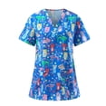 thumbnail image 4 of Camiseta con cuello en V, duradera, transpirable con costuras reforzadas para masajes, trabajadores de mascotas, ropa de trabajo de enfermera de manga, 4 of 8