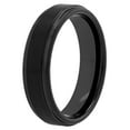 thumbnail image 3 of Men's Tungsten 6MM Black Satin and High-Polished Grooved Step Edge Wedding Band by Brilliance Fine Jewelry - Mens Ring, 3 of 5