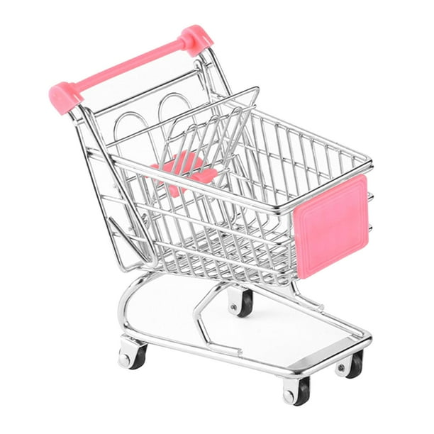 Mini carrito de compras, cesta para niños, carrito de empuje, juguete de supermercado, carrito de mano, almacenamiento de juguetes rosa