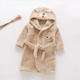 thumbnail image 2 of zuwimk Hooded Herringbone Boy's Fleece Soft Spa Kimono Long Robe, Kids Comfy Sleepwear Bathrobe(Brown,13-14 Years), 2 of 6
