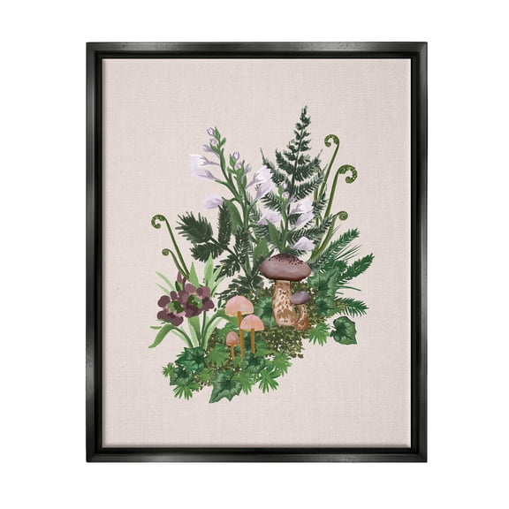 Woodland Botanical Sprouting Ferns Botanical & Floral Graphic Art Jet Black Framed Art Print Wall Art
