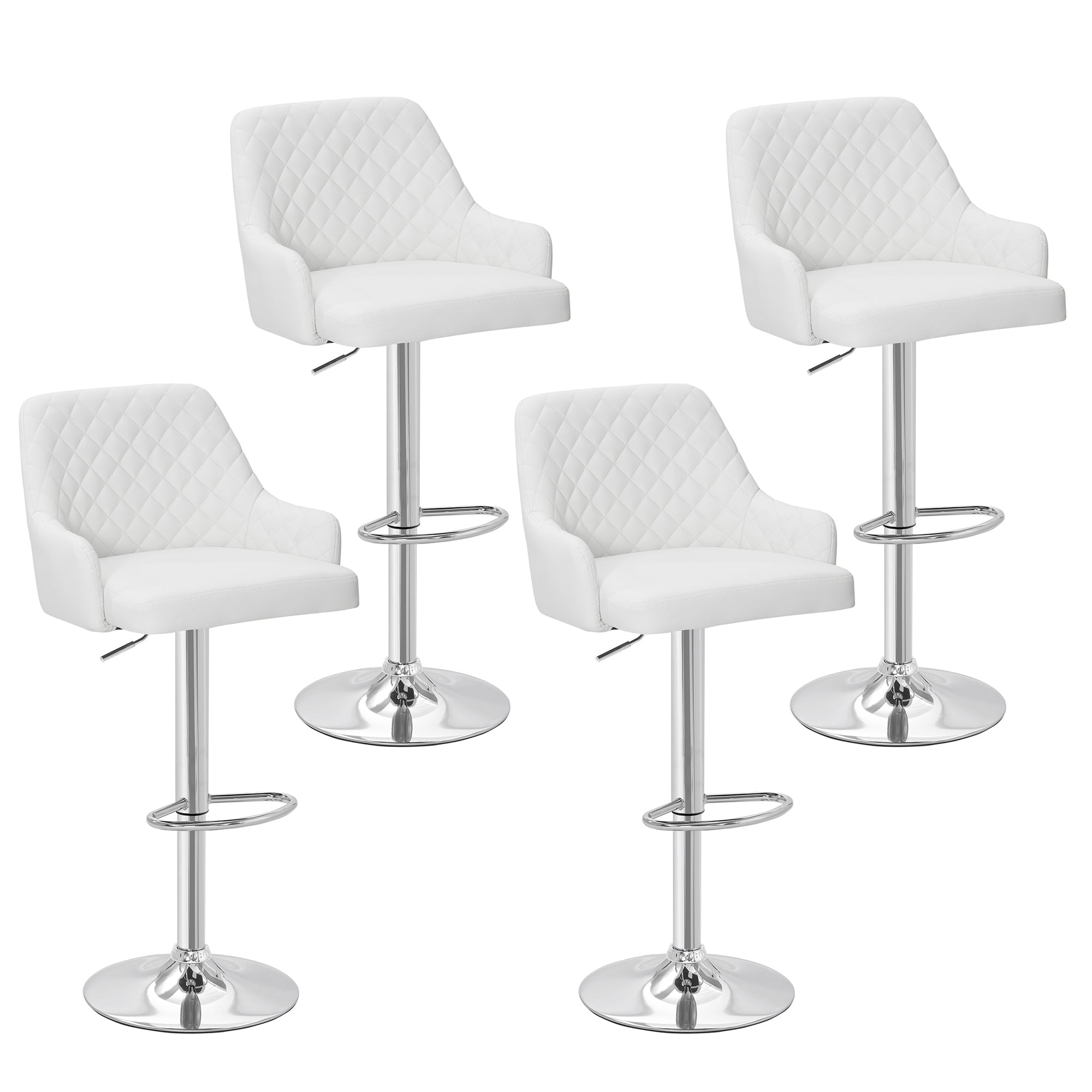 VECELO Set of 4 Bar Stools Adjustable Counter Height Swivel Barstools