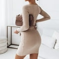 thumbnail image 5 of Stichou Womens Long Sleeve Sweater Dress Casual Cut Out Bodycon Mini Winter Dress Trendy Ribbed Ladies Spring Sweater Khaki XL, 5 of 8