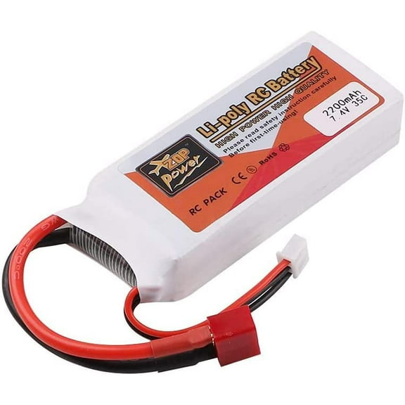 2200mAh 7.4V 35C 2S LiPo Battery T Plug Deans Connector for RC Car Airplane Helicopter DIY Part