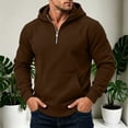thumbnail image 6 of Atogsazn Mens 1/4 Zip Oversized Hoodies Casual Long Sleeve Hooded Sweatshirt Fall Winter Tops with Pocket Brown XXL Fashion, 6 of 8