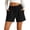 Black, variant on Cotton Linen Shorts for Women Drawstring Elastic Waist Summer Bermuda Causal Shorts with Pockets, M