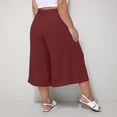 thumbnail image 5 of Running Capris for Women New Women's Plus Size Capris Summer Casual Cropped Pants High Waisted Wide Leg Trousers with Pockets Wine 4XL, 5 of 7