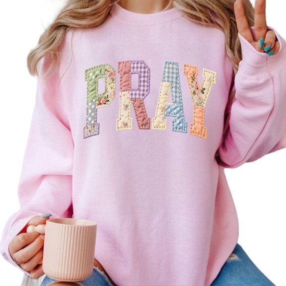Pray Printed Sweatshirt for Men and Women, Preppy Cottagecore Faith Sweatshirt, Sizes S-3XL