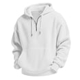 thumbnail image 6 of Thousandth Waffle Knit Quarter Zip Sweatshirt for Men Plus Size Textured Drawstring Hooded Pullover Loose Fit Long Sleeve Hoodie, 6 of 9