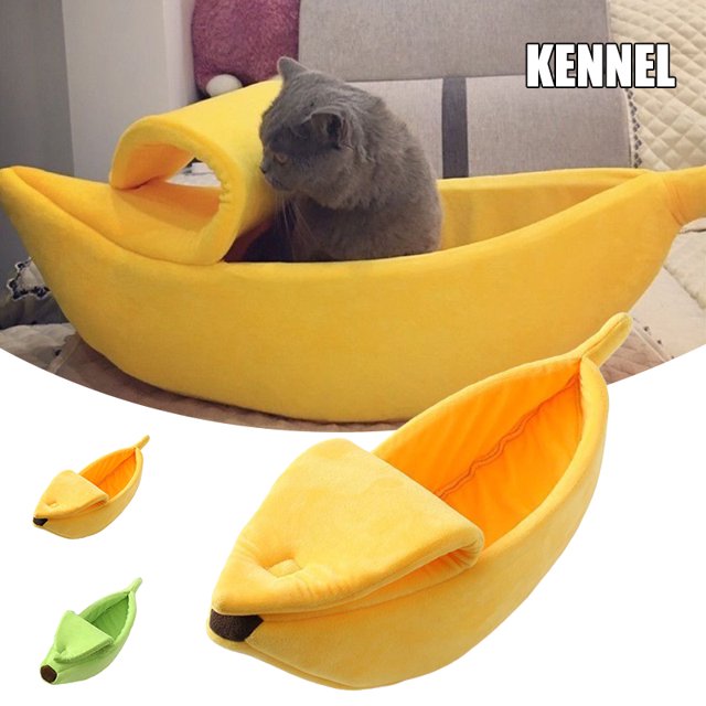 IKemiter Lit Mignon pour Chat en Forme de Banane Lit Doux pour Chaton Lapin Petits Chiens