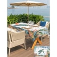 thumbnail image 5 of Outdoor Tablecloth with Umbrella Hole for Patio/Picnic/Party/Camping, Sea Turtle Coastal Waterproof Table Cloth Rectangle Table Cover Washable, Summer Nautical Starfish Coral Grey Wooden (60"x 102"), 5 of 8