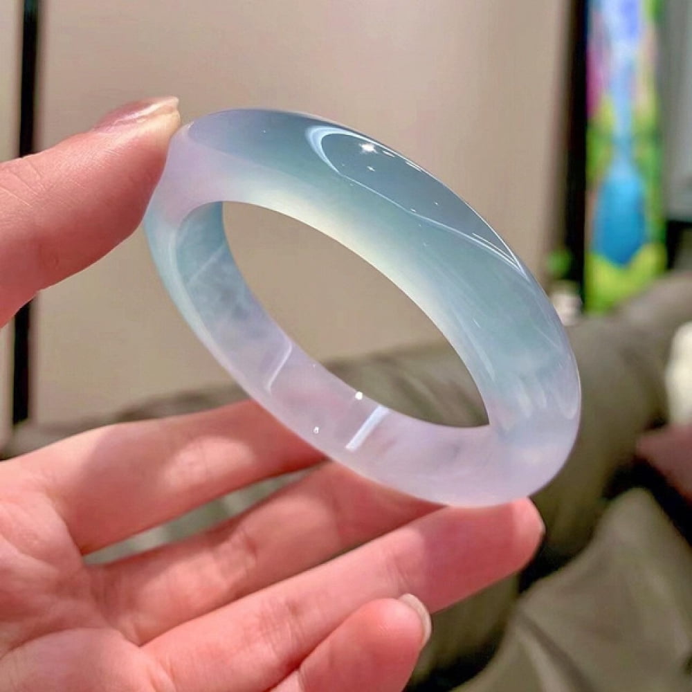 Natural Jade Grade A Ice Floating Green Purple Jade Bracelet
