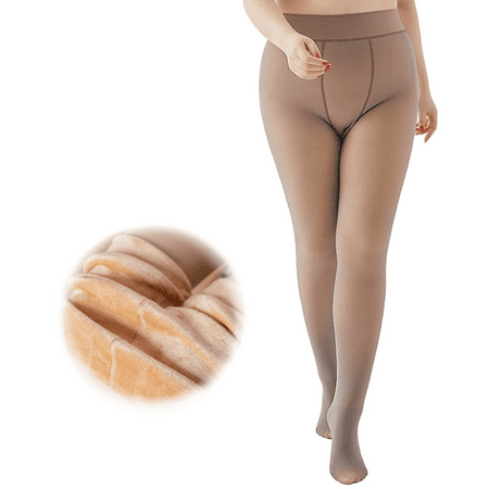 

Fake Translucent Warm Pantyhose See Through Thermal Winter Tights Nude Lined Translucent Leggings