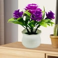 thumbnail image 3 of Fake Flowers Plant in Pot, Artificial Silk Rose Flowers and Fake Plants with Plastic Vase,Small Fake Potted Flower Decor for Home Office Living Room Table Centerpiece Decorations, 3 of 8