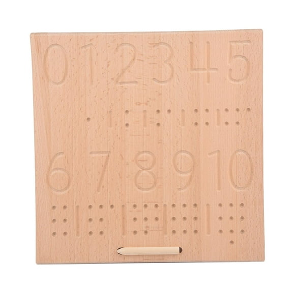 figatia Braille Number Tracking Board Wood 123 Tracing Board Montessori Toy with Pen