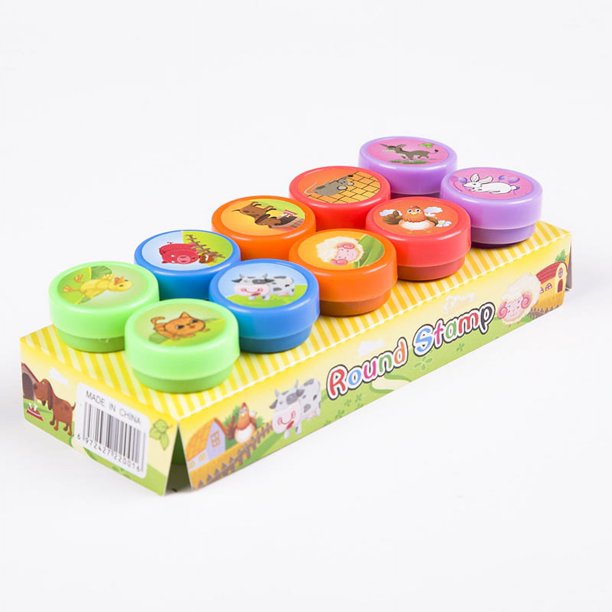 2/24 piezas de sellos surtidos para niños, sellos de tinta automática, sellos de juguete para niños, sellos faciales, álbumes de recortes, pintura DIY, álbumes de fotos, decoración