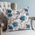 thumbnail image 4 of Pillow Covers 26x26 Set of 2, Indigo Florals Throw Pillow Covers Decorative Couch Cushion Cover, Farm Botanical Peonies Vintage Brown Leaves Microfiber Soft Pillowcases for Bedroom Living Room Sofa, 4 of 9