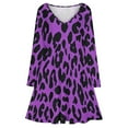 thumbnail image 3 of Purple And Black Cheetah Print Long Sleeve Dresses For Women Vintage Elegant Party Dress Oversized V-neck Dress S-8XL, 3 of 7