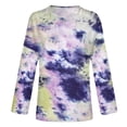 thumbnail image 4 of Fesfesfes Tops for Women Printed Tie-Dye Crewneck Long Sleeve Casual Tee Tops Blouse, 4 of 5