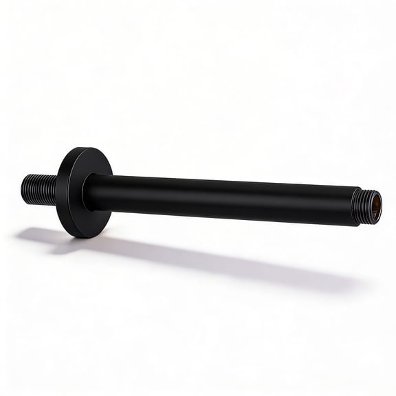 10 Inch Straight Ceiling Mount Shower Arm with Flange, Round Shower Arm for Rain Showerhead, Black Finish