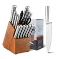thumbnail image 1 of Costway 16-Piece Kitchen Knife Set Stainless Steel Knife Block Set w/ Sharpener, 1 of 10