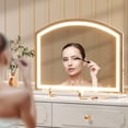 thumbnail image 2 of Hasipu 36" x 24" Arched LED Vanity Mirror with Light Desk Makeup Mirror with 10X Magnification, 3 Dimmable Color Modes, USB Charging Port, 2 of 7