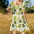 thumbnail image 4 of Durian Fruit Watercolor Pattern Sleeveless Dress dresses for women 2024 luxury designer party Prom gown prom dress, 4 of 6