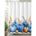 thumbnail image 3 of Blue Pumpkin Fall Waterproof Fabric Shower Curtain, Thanksgiving Botanical Autumn Shower Curtain for Bathroom Curtains Bathtubs Hotel Washable Shower Curtains with 12 Hooks Long 72x78in, 3 of 6