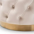 thumbnail image 2 of Baxton Studio Valeria Glam Light Beige Velvet Fabric Upholstered Gold-Finished Button Tufted Ottoman, 2 of 5