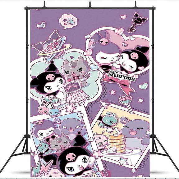 Kuromi school Banner Backdrop Background Taspestry Wall Decor Birthday Party Supplies Poster Fans