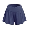 thumbnail image 3 of Kinrui Athletic Shorts for Women Flowy Butterfly Running Shorts Crossover Tennis Gym Workout Skort with Pocket Navy L, 3 of 5