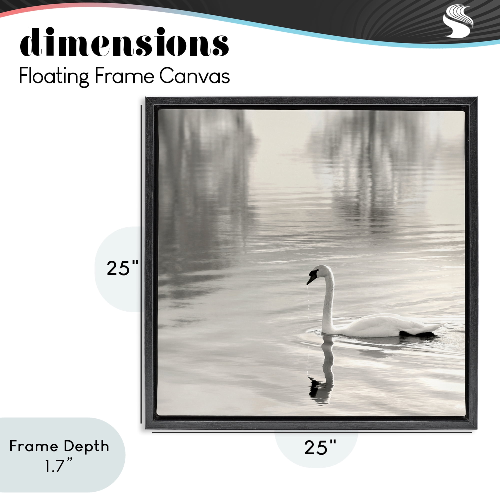 Stupell Industries Morning Sunlit Swan Black Framed Floater Canvas Wall Art, design by Nicholas Bell