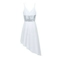 thumbnail image 2 of YiZYiF Girls V-Neck Sequined Ballet Dance Dress Lyrical Performance Camisole Leotard White 5-6, 2 of 7