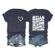 thumbnail image 1 of Gibobby Playera de Verano para Mujer Camiseta manga corta con estampado doble corazón amor y cuello redondo color sólido para mujer(Gris oscuro,XL), 1 of 4