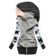 thumbnail image 2 of Lilgiuy Women Casual Printed Long Sleeve Hooded Outwear Patchwork Loose T-Shirt Autumn Blouse Tops Gray，8（L） Winter Fashion 2022, 2 of 5