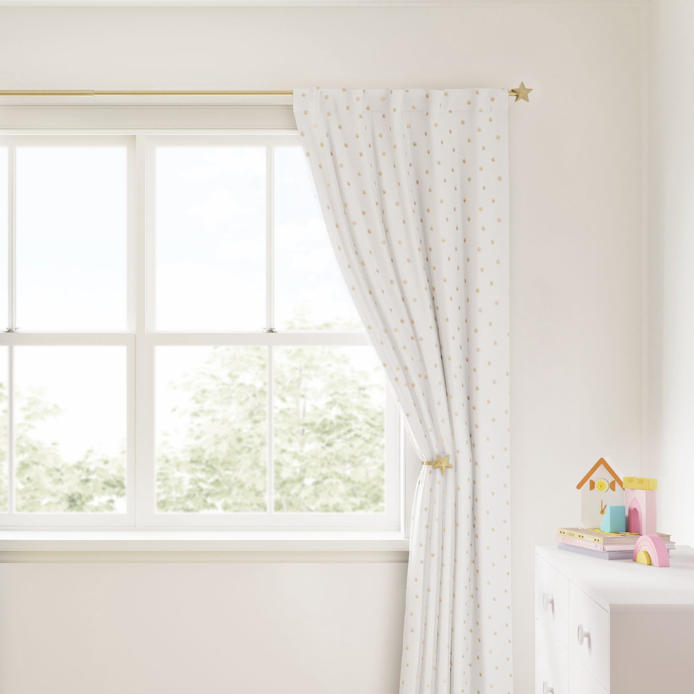 Mainstays Kids Gold Star Curtain Holdbacks, 2 Count