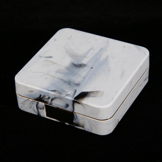 Estuche para lentes de contacto Jadeshay con espejo y Diseño de mármol cuadrado