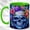 Green, variant on Blue Skull Coffee Mug, Floral Gothic Mug, Ceramic 11 oz