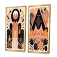 thumbnail image 3 of Designart "Retro Pink Bohemian Tribal Geometry IV" Modern Geometric Framed Wall Art Set Of 2 - Modern Pink Gallery Wall Frame Set For Home Decor, 3 of 6