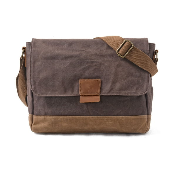 ISMART Waterproof Waxed Canvas, Genuine Leather Crossbody Bag, Messenger Shoulder Bag for Work/Travel