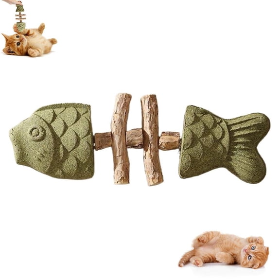 Wooden Creative Fish Bone Cat Toy, Natural Catnip Teeth Cleaning Stick & Dental Chew Toy for Kittens, Interactive Fishbone Shape Chew Plaything to Fix Your Cat's Dental Health