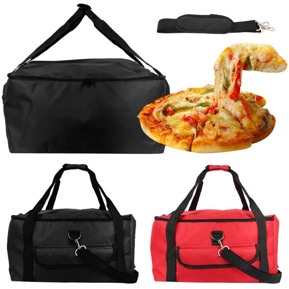 Sac de Livraison d'Aliments Isolé Sac de Livraison de Pizza Portable pour Aliments Chauds et Froids Sac d'Épicerie Isolé Réutilisable Transporteur de Pizza Ajustable Sac Chauffant Double Fermeture Éclair 16.54x16.54x9.06 Pouces (Rouge)