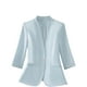 thumbnail image 2 of Blazer de mujer, moda informal, color liso, bolsillo, cuello vuelto, manga 3/4, blusa de dacrón, 2 of 5