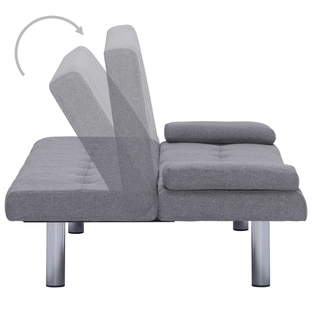 Kepooman Modern Faux Leather Convertible Sofa with 2 Pillows for Living Room Office, Light Gray Kepooman Modern Faux Leather Convertible Sofa with 2 Pillows for Living Room Office, Light Gray
