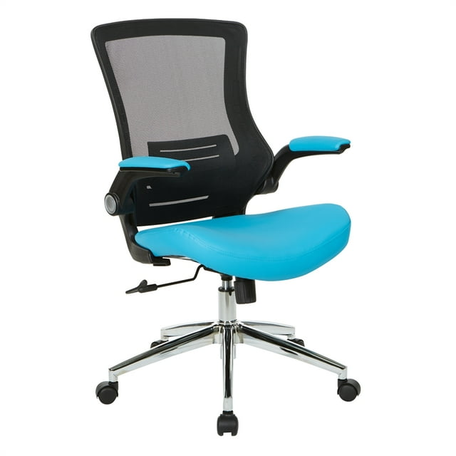 Black Screen Back Manager's Chair with Blue Faux Leather Seat