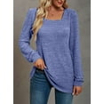 thumbnail image 4 of Spencer Womens Tunic Tops for Leggings Square Neck Long Sleeve T Shirts Casual Fall Sweatshirts S-2XL (XL, Blue), 4 of 8