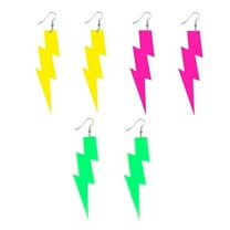 3 Pairs Lightning Bolt Hook Hoop Earrings for Women Acrylic 80s Neon Dangle Drop Statement Earring