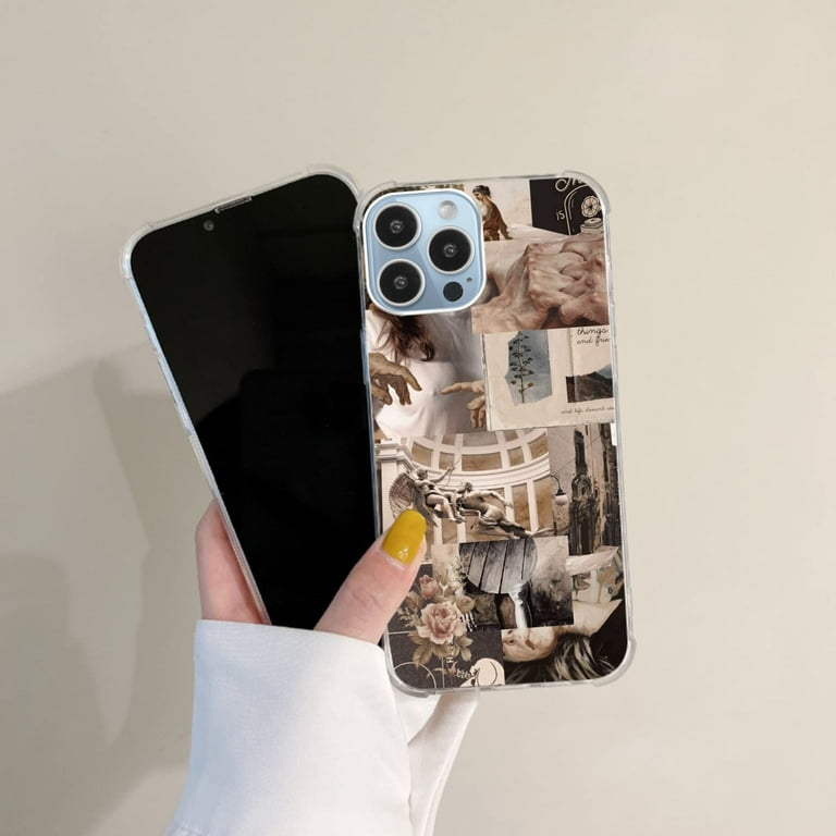 Beige Collage Case for iPhone 14 Pro Max,Aesthetic Art Design TPU