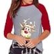 thumbnail image 5 of Moda mujer Navidad cuello redondo manga larga Patchwork impresión camiseta Casual blusa Tops Pompotops gfhjh4519, 5 of 6
