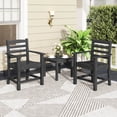 thumbnail image 2 of Costway Patio Dining Chairs Set of 2 with Wide Armrests Curved Seat Wood Grain for Backyard Black, 2 of 6